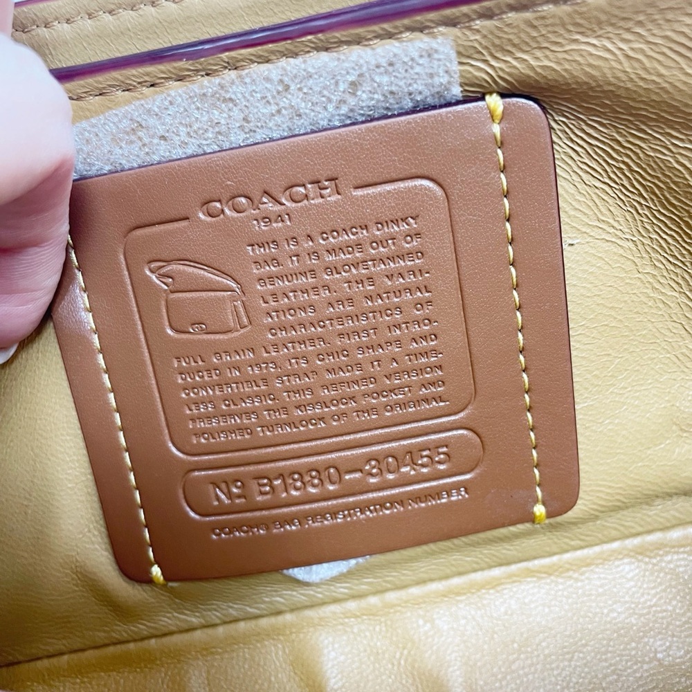 Coach Dinky With Rivets And Snakeskin Detail White Tan Crossbody B1880-30455 - Picture 5 of 16